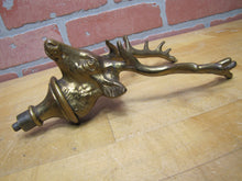 Load image into Gallery viewer, DEER BUCK HEAD MOUNT Old Brass Figural Finial Topper Hardware Element 14 Point