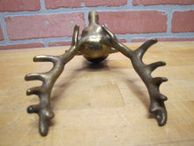 Load image into Gallery viewer, DEER BUCK HEAD MOUNT Old Brass Figural Finial Topper Hardware Element 14 Point
