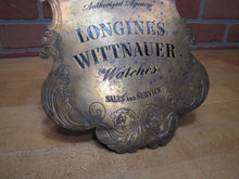 Load image into Gallery viewer, LONGINES WITTNAUER WATCHES Original Old Brass Store Display Advertising Sign