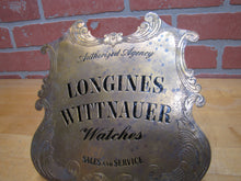 Load image into Gallery viewer, LONGINES WITTNAUER WATCHES Original Old Brass Store Display Advertising Sign