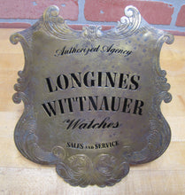 Load image into Gallery viewer, LONGINES WITTNAUER WATCHES Original Old Brass Store Display Advertising Sign