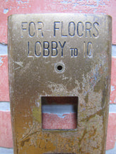 Load image into Gallery viewer, FOR FLOORS LOBBY TO 10 OLD BRASS BRONZE ELEVATOR BUTTON PANEL PLAQUE SIGN