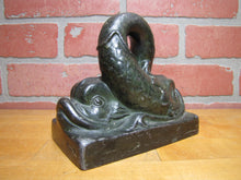 Load image into Gallery viewer, Double Dauphin Koi Devil Fish NAL Co HDW Antique Doostop Decorative Art Statue