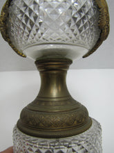 Load image into Gallery viewer, Antique Decorative Arts Vase Swan Handles Bronze Brass Crystal Glass Ornate