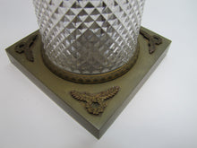 Load image into Gallery viewer, Antique Decorative Arts Vase Swan Handles Bronze Brass Crystal Glass Ornate
