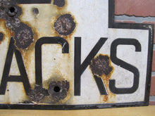 Load image into Gallery viewer, 2 TRACKS Original Old Train Station Railroad Porcelain Sign RR Black & White