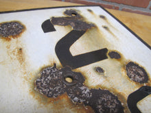 Load image into Gallery viewer, 2 TRACKS Original Old Train Station Railroad Porcelain Sign RR Black & White