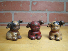 Load image into Gallery viewer, 3 Antique Cast Iron Fido Dog Paperweights Small Decorative Desk Shelf Art Statue