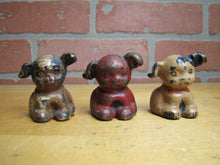 Load image into Gallery viewer, 3 Antique Cast Iron Fido Dog Paperweights Small Decorative Desk Shelf Art Statue