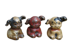 Load image into Gallery viewer, 3 Antique Cast Iron Fido Dog Paperweights Small Decorative Desk Shelf Art Statue