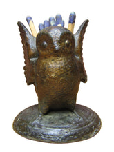 Load image into Gallery viewer, SPREAD WINGED OWL Antique Decorative Arts Cast Metal Match Holder Safe Vesta