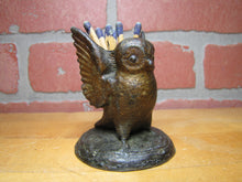 Load image into Gallery viewer, SPREAD WINGED OWL Antique Decorative Arts Cast Metal Match Holder Safe Vesta