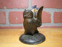 Load image into Gallery viewer, SPREAD WINGED OWL Antique Decorative Arts Cast Metal Match Holder Safe Vesta