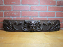 Load image into Gallery viewer, Devil Beast Head Licking Tongue Antique Wooden Carved High Relief Salvage Panel