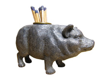 Load image into Gallery viewer, Pig Hog Match Holder Figural Farm Animal Ornate Cast Metal Piggy Toothpick Boar