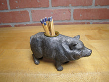 Load image into Gallery viewer, Pig Hog Match Holder Figural Farm Animal Ornate Cast Metal Piggy Toothpick Boar
