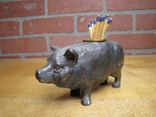 Load image into Gallery viewer, Pig Hog Match Holder Figural Farm Animal Ornate Cast Metal Piggy Toothpick Boar