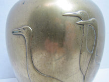Load image into Gallery viewer, Ducks Swans Old Brass Bulbous Decorative Arts Vase Chinese Asian Marked Signed