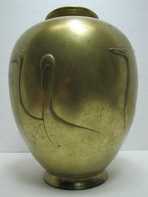 Load image into Gallery viewer, Ducks Swans Old Brass Bulbous Decorative Arts Vase Chinese Asian Marked Signed
