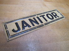 Load image into Gallery viewer, JANITOR Antique Advertising Sign Embossed Tin SAAL STANDARD BROOKLYN NY