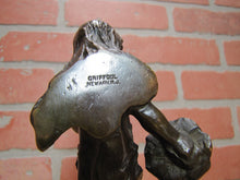 Load image into Gallery viewer, CUPID CHERUB GIRL FLOWERS c1912 Bookends GRIFFOUL FOUNDRY NEWARK M PEINLICH SCP