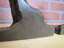 Load image into Gallery viewer, CUPID CHERUB GIRL FLOWERS c1912 Bookends GRIFFOUL FOUNDRY NEWARK M PEINLICH SCP