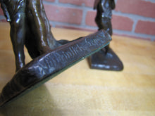 Load image into Gallery viewer, CUPID CHERUB GIRL FLOWERS c1912 Bookends GRIFFOUL FOUNDRY NEWARK M PEINLICH SCP
