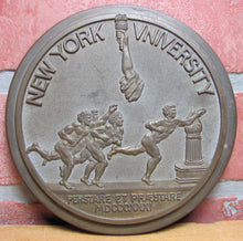 Load image into Gallery viewer, NEW YORK UNIVERSITY Old High Relief Brass Bronze Plaque Nameplate Sign NYU