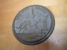 Load image into Gallery viewer, NEW YORK UNIVERSITY Old High Relief Brass Bronze Plaque Nameplate Sign NYU