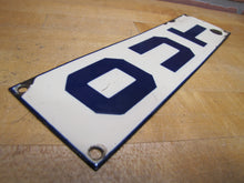 Load image into Gallery viewer, OUT Original Old Porcelain Sign Doorpush Advertising Cobalt Store Display