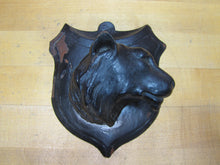 Load image into Gallery viewer, 2 GAME ANIMAL HEADS HUNTING PLAQUE TROPHY MOUNTS Black Forest Wooden Style