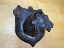 Load image into Gallery viewer, 2 GAME ANIMAL HEADS HUNTING PLAQUE TROPHY MOUNTS Black Forest Wooden Style