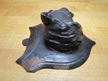 Load image into Gallery viewer, 2 GAME ANIMAL HEADS HUNTING PLAQUE TROPHY MOUNTS Black Forest Wooden Style