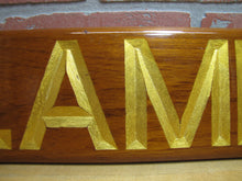 Load image into Gallery viewer, LAMBCHOP Vintage Wooden Nautical Ship Boat Plaque Sign Gold Lettering Ornate