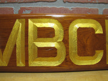 Load image into Gallery viewer, LAMBCHOP Vintage Wooden Nautical Ship Boat Plaque Sign Gold Lettering Ornate