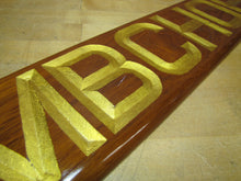 Load image into Gallery viewer, LAMBCHOP Vintage Wooden Nautical Ship Boat Plaque Sign Gold Lettering Ornate
