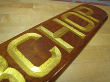 Load image into Gallery viewer, LAMBCHOP Vintage Wooden Nautical Ship Boat Plaque Sign Gold Lettering Ornate