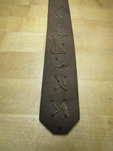 Load image into Gallery viewer, ROLLING CLOUD Old Leather Strap with Brass Letters Horse Sign Patina