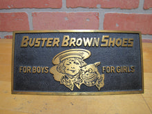 Load image into Gallery viewer, BUSTER BROWN SHOES FOR BOYS GIRLS c1930s Store Display Sign BOSTONIAN BRONZES