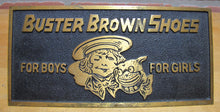 Load image into Gallery viewer, BUSTER BROWN SHOES FOR BOYS GIRLS c1930s Store Display Sign BOSTONIAN BRONZES