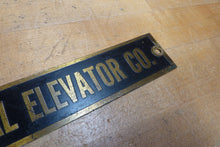 Load image into Gallery viewer, GENERAL ELEVATOR CO Orig Old Brass Sign Building Industrial Equipment Machinery