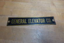 Load image into Gallery viewer, GENERAL ELEVATOR CO Orig Old Brass Sign Building Industrial Equipment Machinery