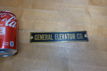 Load image into Gallery viewer, GENERAL ELEVATOR CO Orig Old Brass Sign Building Industrial Equipment Machinery
