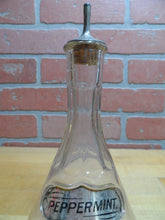 Load image into Gallery viewer, PEPPERMINT Antique Reverse Under Glass Label Bottle ROG Barber Apothecary Ribbed