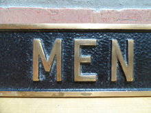Load image into Gallery viewer, MEN Old Thick Embossed Bronze Brass Sign Restroom Bathroom Bar Shop Gas Station
