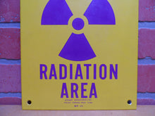 Load image into Gallery viewer, CAUTION RADIATION AREA Old Porcelain Sign ATOMIC ACCESSORIES NY WP-41 Safety Ad