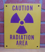 Load image into Gallery viewer, CAUTION RADIATION AREA Old Porcelain Sign ATOMIC ACCESSORIES NY WP-41 Safety Ad