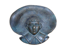 Load image into Gallery viewer, FARM BOY Wearing Big Straw Hat Antique Brass Bronze Decorative Arts Tray Ashtray