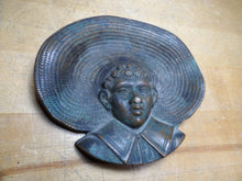 Load image into Gallery viewer, FARM BOY Wearing Big Straw Hat Antique Brass Bronze Decorative Arts Tray Ashtray