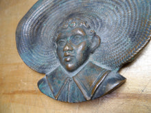 Load image into Gallery viewer, FARM BOY Wearing Big Straw Hat Antique Brass Bronze Decorative Arts Tray Ashtray